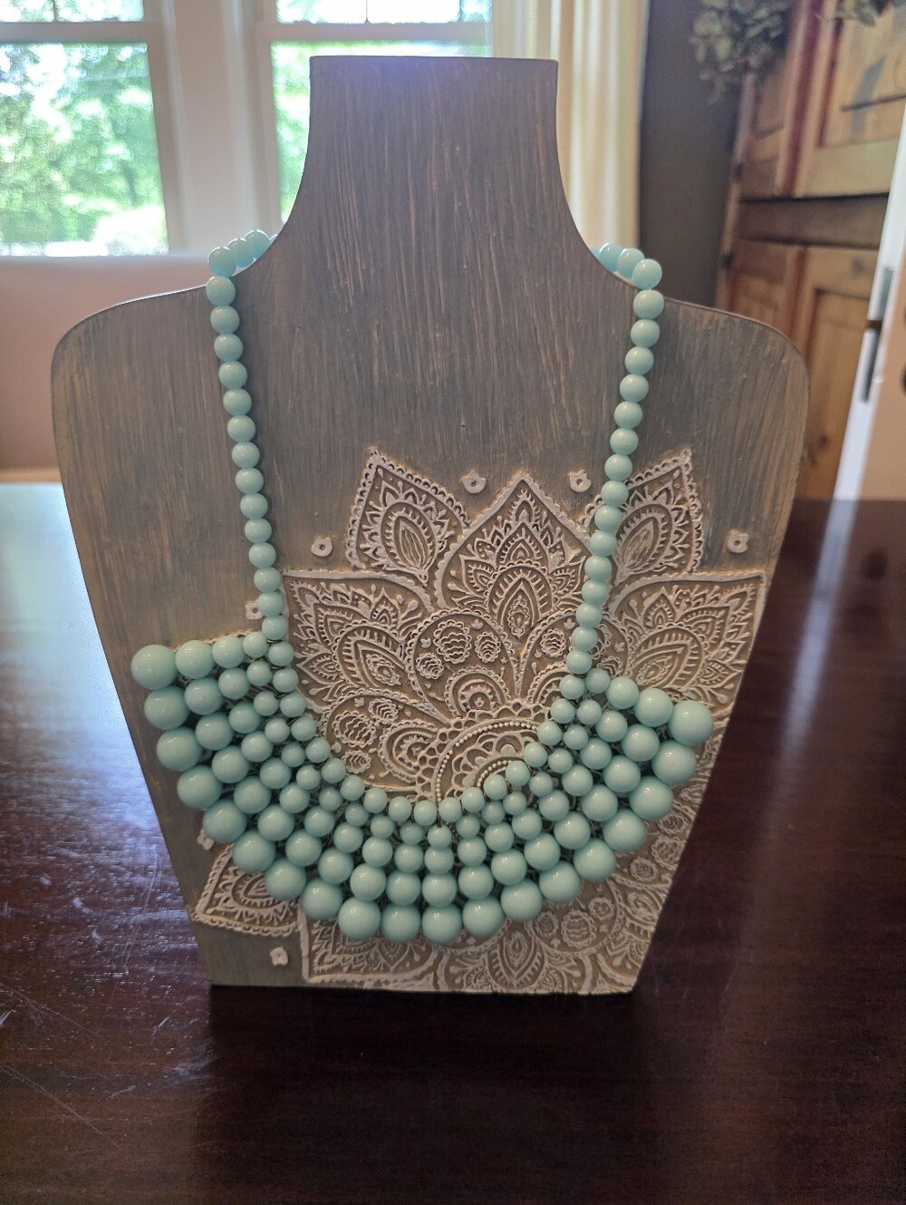 J. Crew Factory  Statement Multi-Strand Beaded Necklace - Light Aqua
